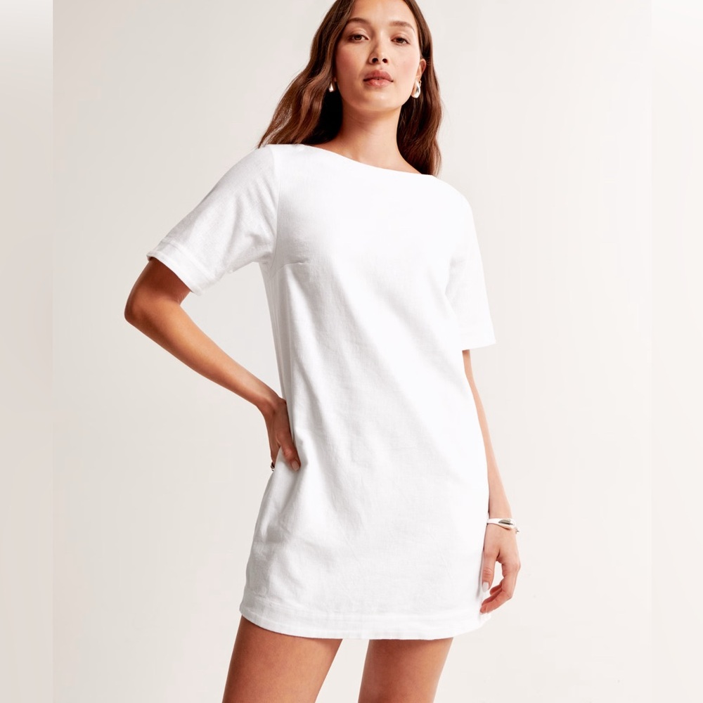 Abercrombie & Fitch White Crew Neck Mini Dress
